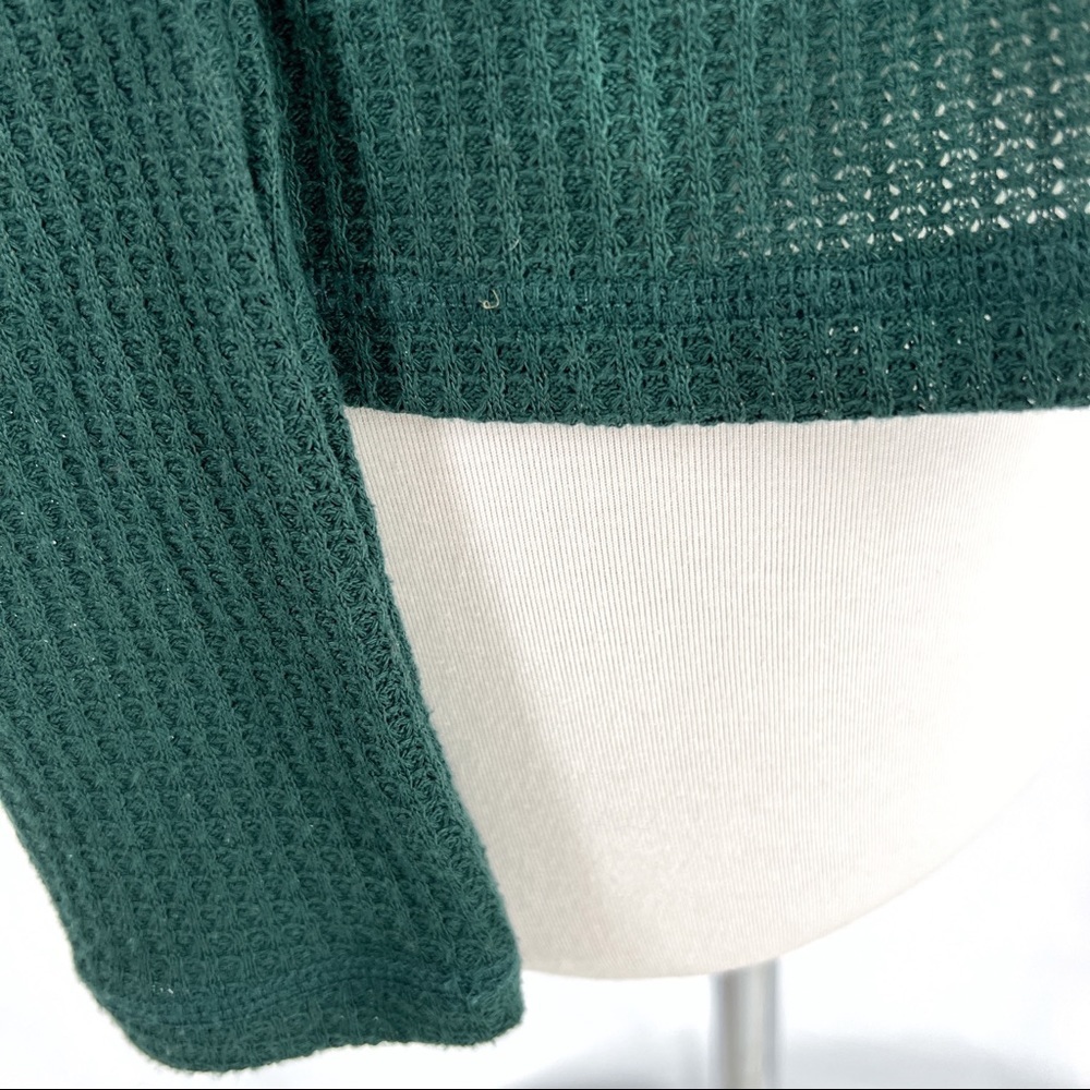 Lucky Brand Pine Grove Green Lace Mixed Thermal Long Sleeve Top Boatneck Hi-Low - Picture 4 of 7